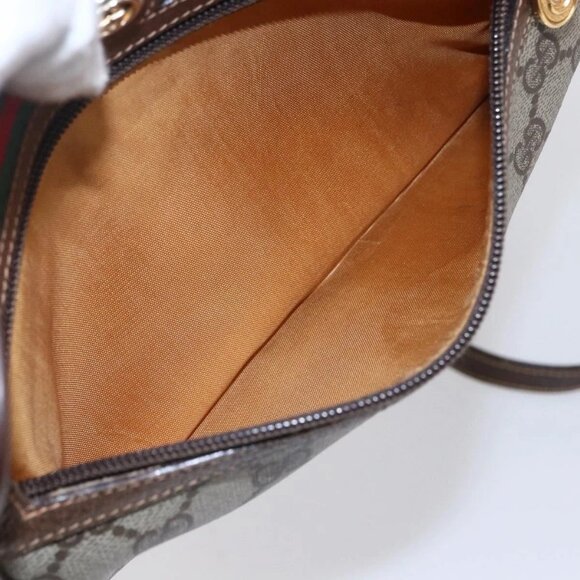 GUCCI GG Supreme Web Sherry Line Bag PVC Beige Gold 56 02 087 Auth BA7251 - Picture 13 of 16